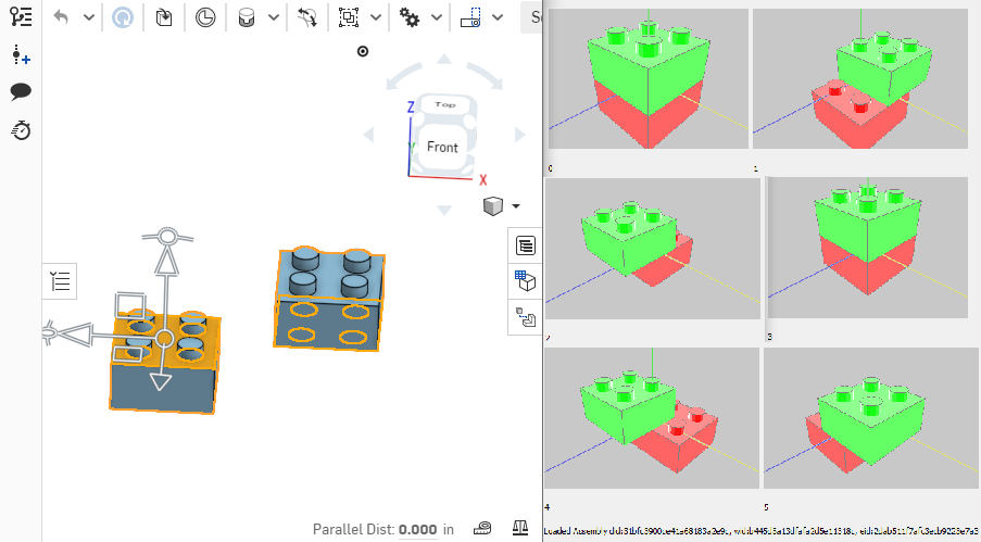 OnShape plugin UI screenshot.